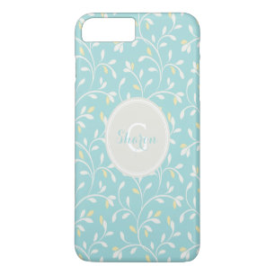 Coques Pour iPhone Joli motif floral pastel menthe avec monogramme fé