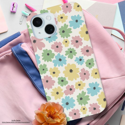 Coques Case-Mate iPhone Joli motif floral pastel rose girly jaune