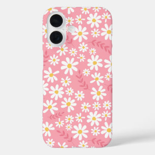 Coques iPhone 16 Joli motif floral sans couture de marguerite rose