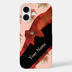 Coques iPhone 16 Joli motif floral vintage rouge et rose