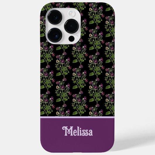 Coques Case-Mate iPhone Joli motif floral violet monogrammé (Verso)