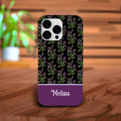 Coques Case-Mate iPhone Joli motif floral violet monogrammé