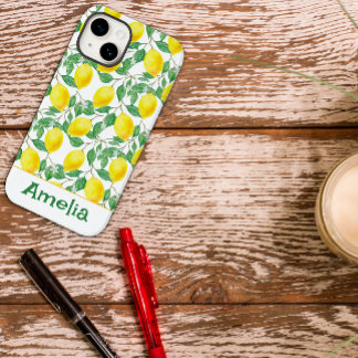 Coque Pour iPhone 14 Joli motif jaune citron personnalisable