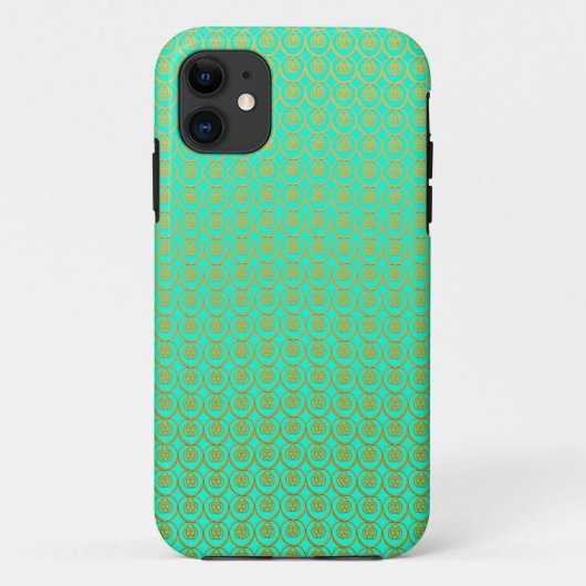 Coques Case-Mate iPhone Joli motif or sur vert menthe (Dos)