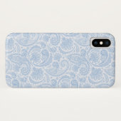 Coques Case-Mate iPhone Joli motif paisley blanc bleu (Dos (Horizontal))