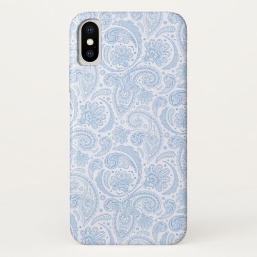 Coques Case-Mate iPhone Joli motif paisley blanc bleu (Dos)