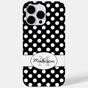 Coques Pour iPhone Joli motif rétro à pois blancs et noirs Monogramme