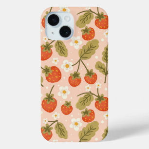 Coque Pour iPhone 15 Joli motif sans couture de fraise rouge dessinée à