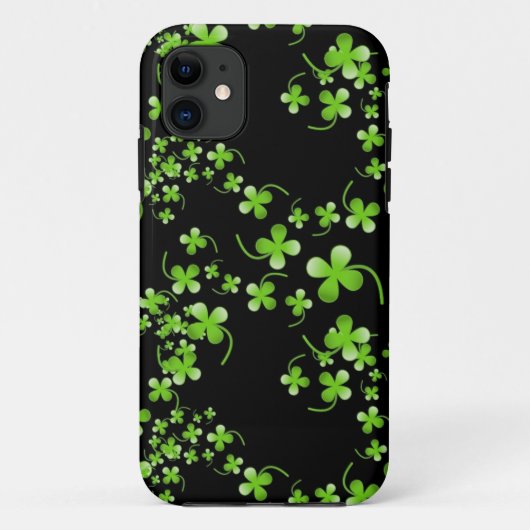 Coques Case-Mate iPhone Joli motif Shamrock, vert sur accessoire noir (Dos)