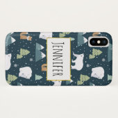 Coques Case-Mate iPhone Joli Noël Animaux d'hiver Motif rustique (Dos (Horizontal))