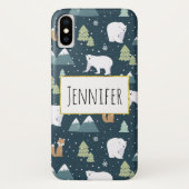 Coques Case-Mate iPhone Joli Noël Animaux d'hiver Motif rustique (Dos)