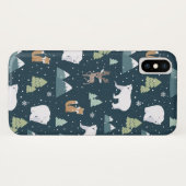 Coques Case-Mate iPhone Joli Noël Animaux d'hiver Motif rustique (Dos (Horizontal))