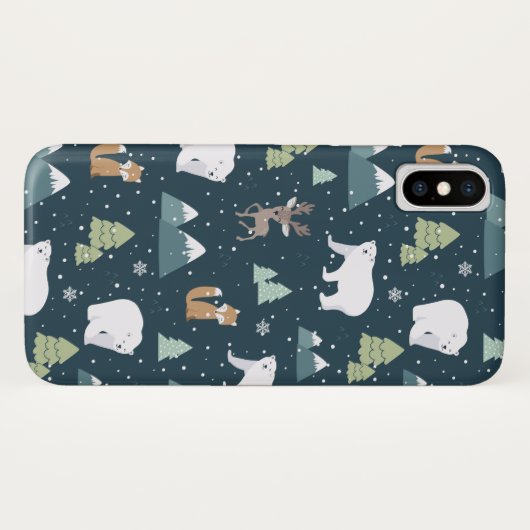 Coques Case-Mate iPhone Joli Noël Animaux d'hiver Motif rustique (Dos (Horizontal))