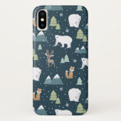 Coques Case-Mate iPhone Joli Noël Animaux d'hiver Motif rustique (Dos)