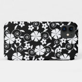 Coques Case-Mate iPhone Joli noir fleurs blanches motif (Dos (Horizontal))