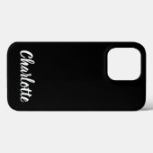 Coques Case-Mate iPhone Joli nom de script élégant noir blanc moderne clai (Verso (horizontal))