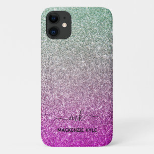 Case-Mate iPhone Case Joli Nom Monogramme Pailleté Ombré Rose Turquoise