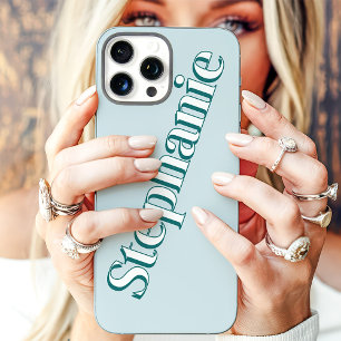 Coques iPhone 16 Pro Max Joli nom personnalisé minimaliste sarcelle