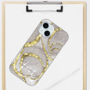 Coque Pour iPhone 15 Joli Nom Personnalisé Monogram Iridescente Swirl