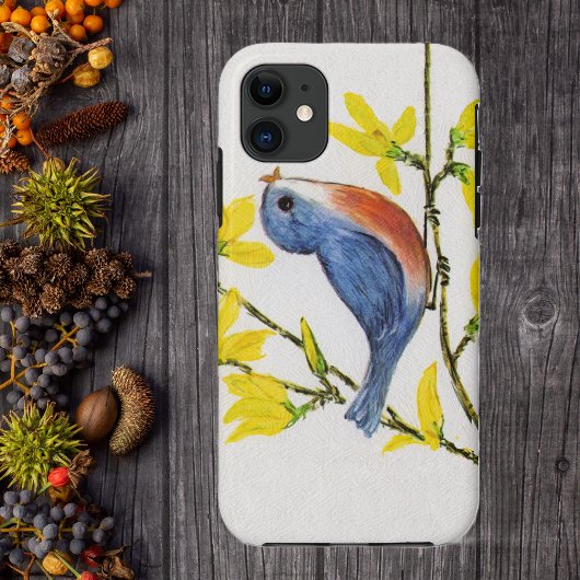 Coques Case-Mate iPhone Joli oiseau bleu chantant sur une branche d'arbre