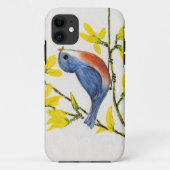 Coques Case-Mate iPhone Joli oiseau bleu chantant sur une branche d'arbre (Dos)