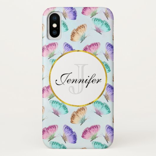 Coques Case-Mate iPhone Joli Pastel Motif d'aquarelle papillon (Dos)