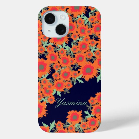 Coques Case-Mate iPhone Joli pavot orange bleu damé nom (Verso)