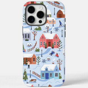 Coques iPhone 16 Pro Max Joli paysage alpin de chalet bleu et vert Avr