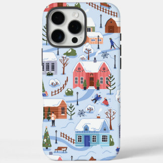 Coques iPhone 16 Pro Max Joli paysage alpin de chalet bleu et vert Avr