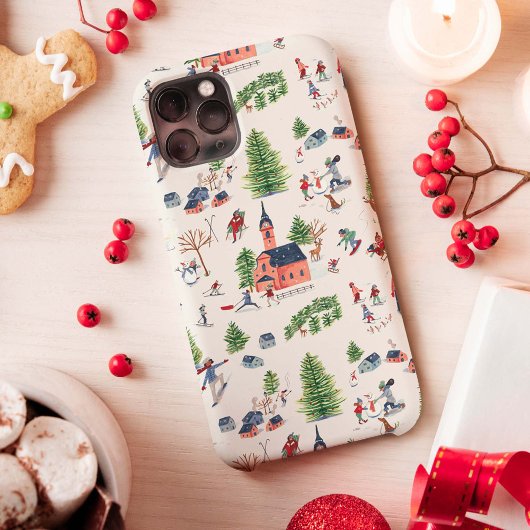 Coques Case-Mate iPhone Joli paysage alpin de ski rose et vert avr