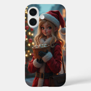 Coques iPhone 16 Joli Père Noël devant un sapin de Noël