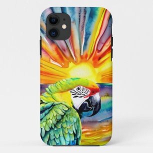 Case-Mate iPhone Case Joli perroquet vert de style aquarelle généré par