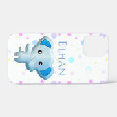 Coques Case-Mate iPhone Joli Petit Garçon Éléphant Bleu (Verso (horizontal))