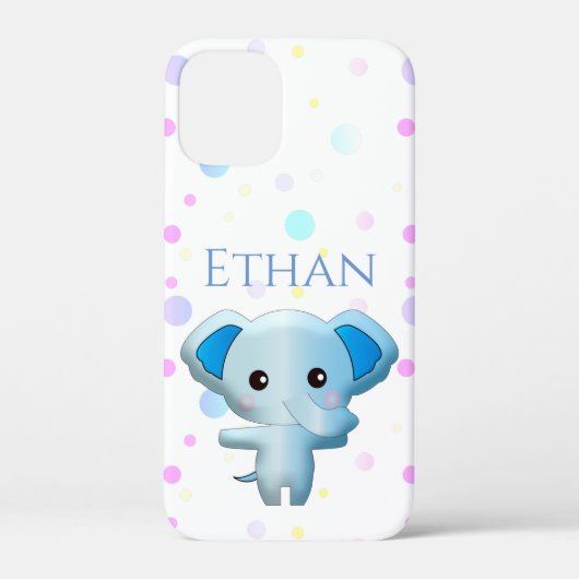 Coques Case-Mate iPhone Joli Petit Garçon Éléphant Bleu (Verso)