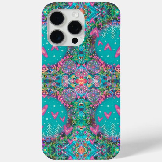 Coques Case-Mate iPhone Joli plaisir Bleu Boho Coeurs Fleurs Motif (Verso)