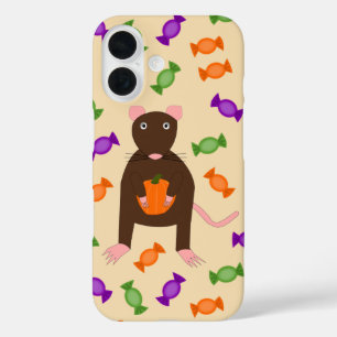 Coques iPhone 16 Joli rat et citrouille d'Halloween