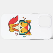 Coques Case-Mate iPhone Joli renard avec écouteurs écoutant de la musique. (Verso (horizontal))