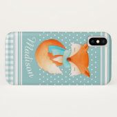 Coques Case-Mate iPhone Joli renard gris aqua (Dos (Horizontal))