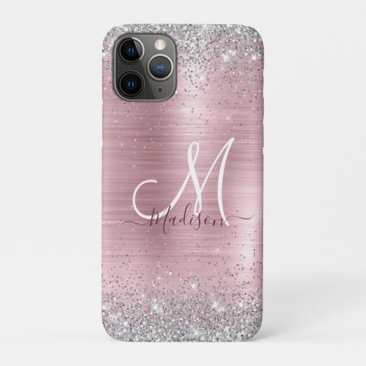Coques Case-Mate iPhone Joli rose blush argent faux parties scintillant mo (Dos)