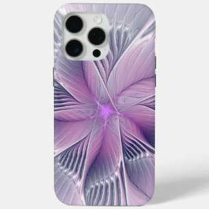 Coque iPhone 15 Pro Max Joli rose Fleur Moderne Abstrait Fractal Art