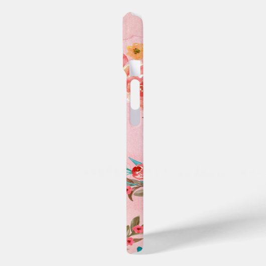 Coques Case-Mate iPhone Joli rose Floral Monogramme rose Motif (Verso / Gauche)