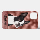 Coques Case-Mate iPhone Joli Rose Gold Rose Boston Terrier chien animal de (Verso (horizontal))