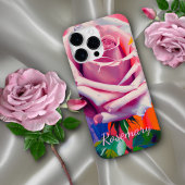 Coques Case-Mate iPhone Joli rose rose rose peinture à l'huile Monogramme