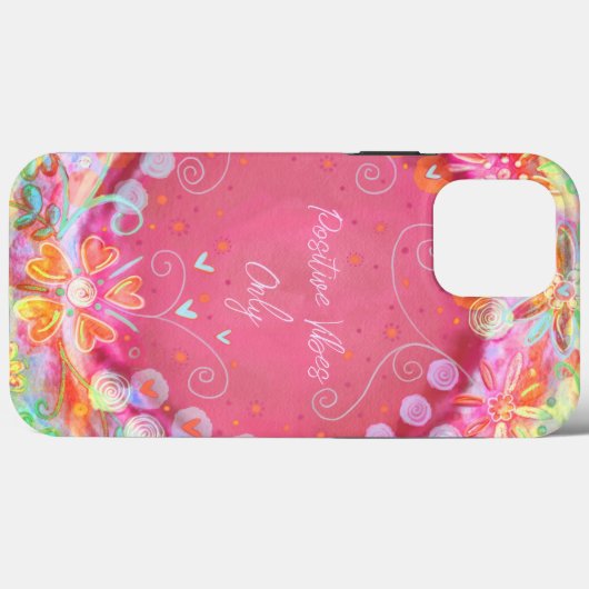 Coques Case-Mate iPhone Joli rose "Vibes Positives" Citer Inspiribilité (Verso (horizontal))
