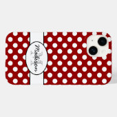 Coques Case-Mate iPhone Joli Rouge Blanc pois rétro motif Monogramme (Verso (horizontal))