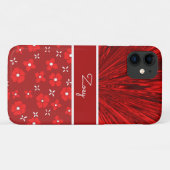 Coques Case-Mate iPhone Joli satin rouge n Fleurs Monogramme (Dos (Horizontal))
