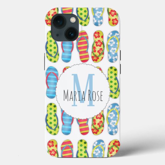 Coques Case-Mate iPhone Joli tongs colorés Motif Monogramme (Verso)
