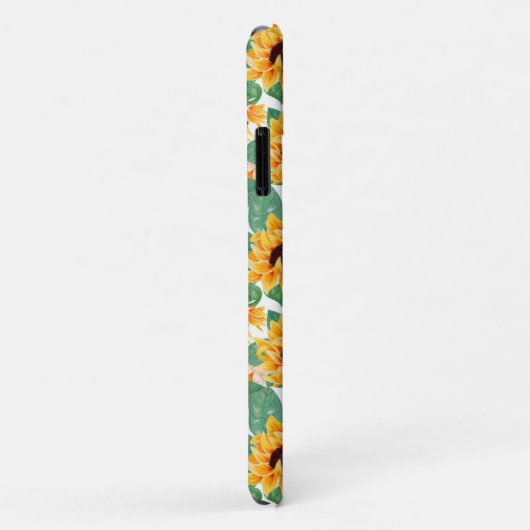 Coques Case-Mate iPhone Joli tournesol Jaune et Motif vert (Dos/Droite)