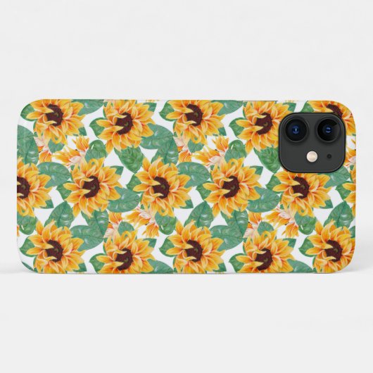 Coques Case-Mate iPhone Joli tournesol Jaune et Motif vert (Dos (Horizontal))