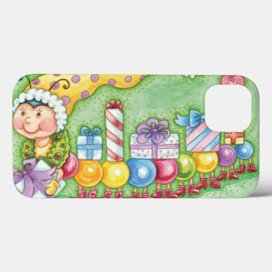 Coques Case-Mate iPhone Joli train chenille de Noël avec des cadeaux (Verso (horizontal))